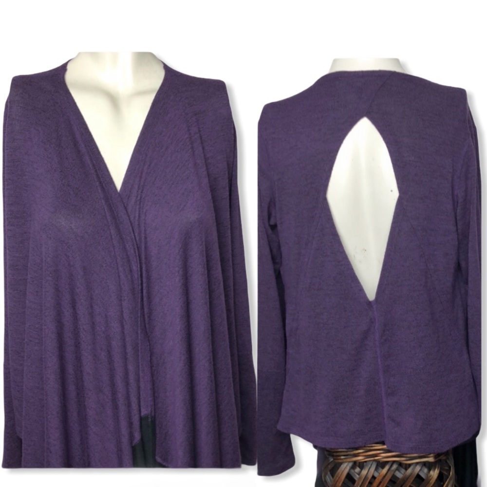 Karma Black/Purple Infinity Knit Wrap Cardigan Size M